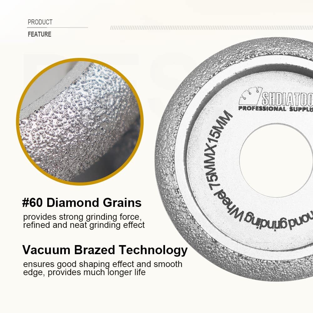 SHDIATOOL 3 Inch Profile Hand Diamond Wheel Height 30mm Convex Curve Edge Gri...