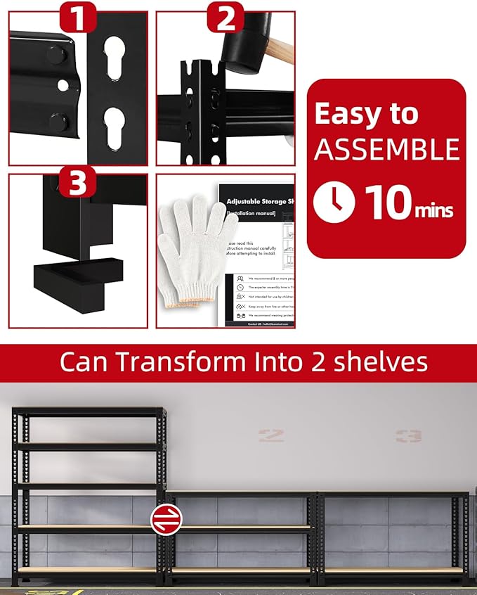 PrimeZone Heavy Duty Garage Storage Shelves (2PCS)