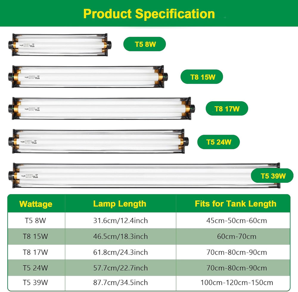 T5 UVB Reptile Light Fixture HO UVB Bulb Lighting Combo Kit, 10.0 UVB Light f...