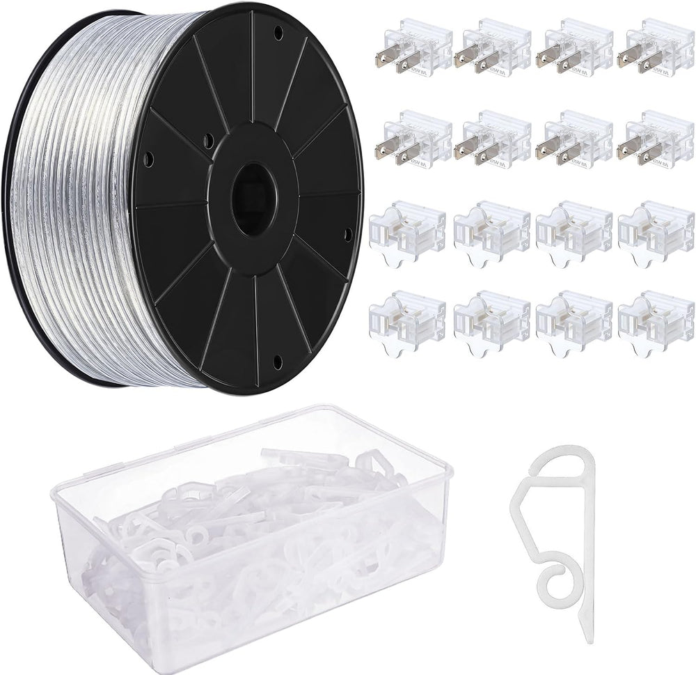 117 Pcs SPT-2 100ft Wire 18 Gauge Wire 2 Conductor with Vampire Plug Clear