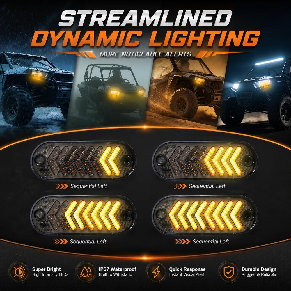 UTV Turn Signal Kit with Spare Bulb Assurance, 110dB Horn, Pre-Wired Plug-and...