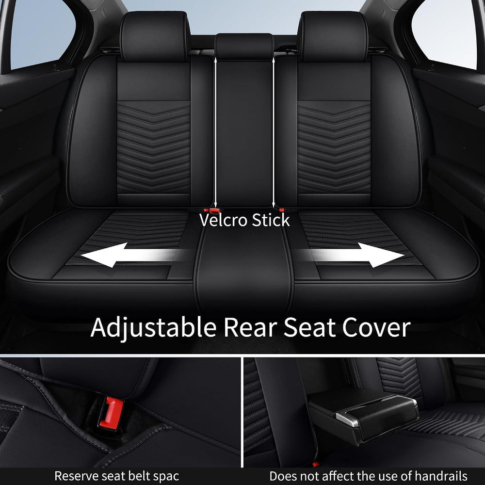 HChengkikz Nappa Leather Car Seat Covers Full Set, Black Car seat Protector 5...