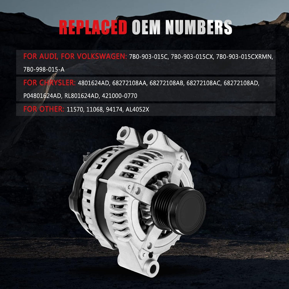 Automotive Alternator 11570 High Output 160A 12V Fit for Dodge Grand Caravan ...