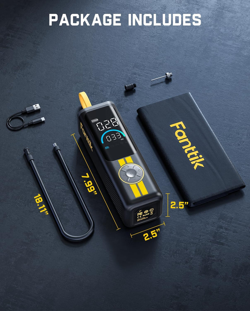Fanttik X9 APEX Portable Air Compressor for Car Tires, 35s Fast Inflation