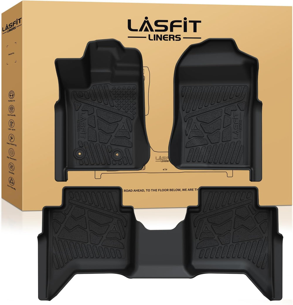 LASFIT Floor Mats for Ford Ranger 2025 2024 SuperCrew Cab All Weather Truck