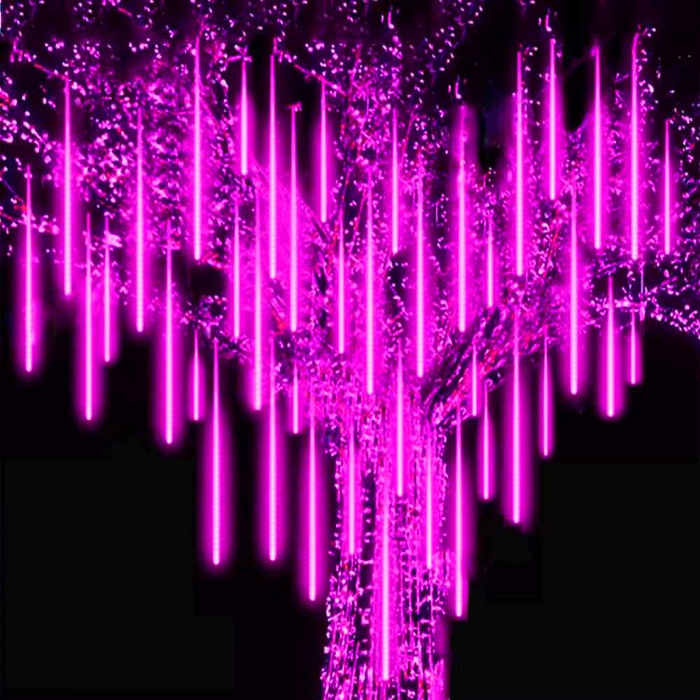 Purple Meteor Shower Lights, 10 Tube 540 LED 20 Inch Icicle Raindrop Lights f...