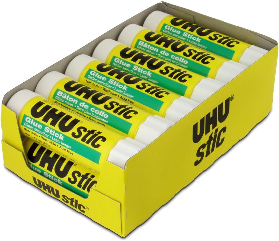 UHU Glue Stick, 1.41 oz., White, Pack of 12 (99655)