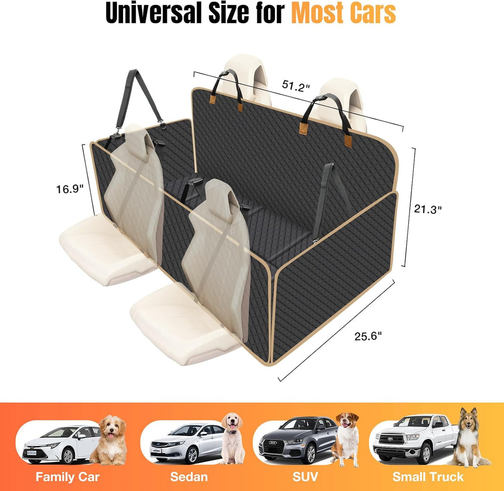 Hard Bottom Dog Car Seat Cover for Back Seat, Holds 420lbs - Waterproof Sturd...