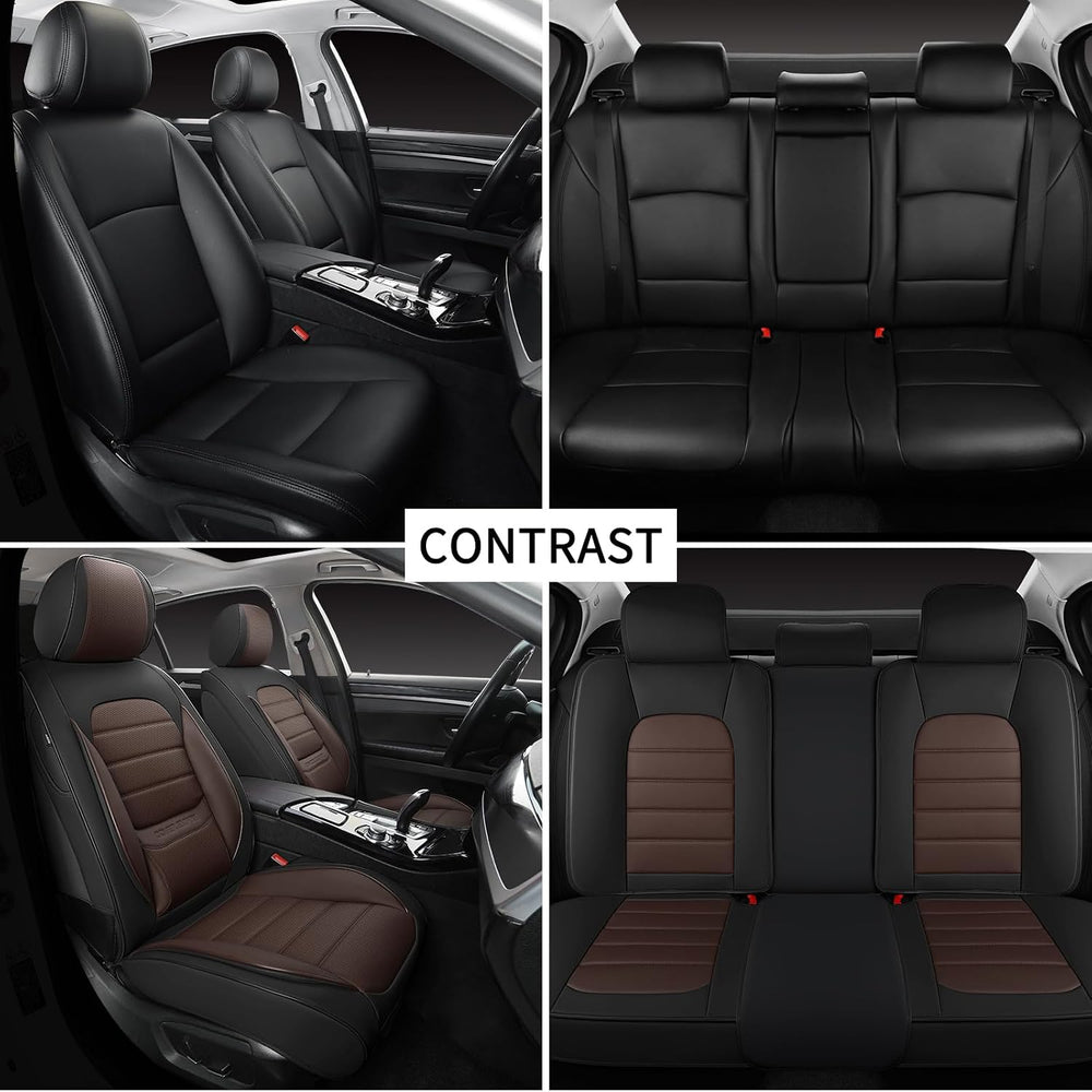 Car Seat Covers Full Set, 5 Seats Universal Leather Seat Covers for Cars, Wat...