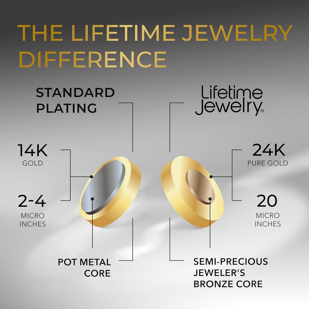 LIFETIME JEWELRY 7mm Gold Figaro Chain for Men & Women - 24k Real Gold Pl...