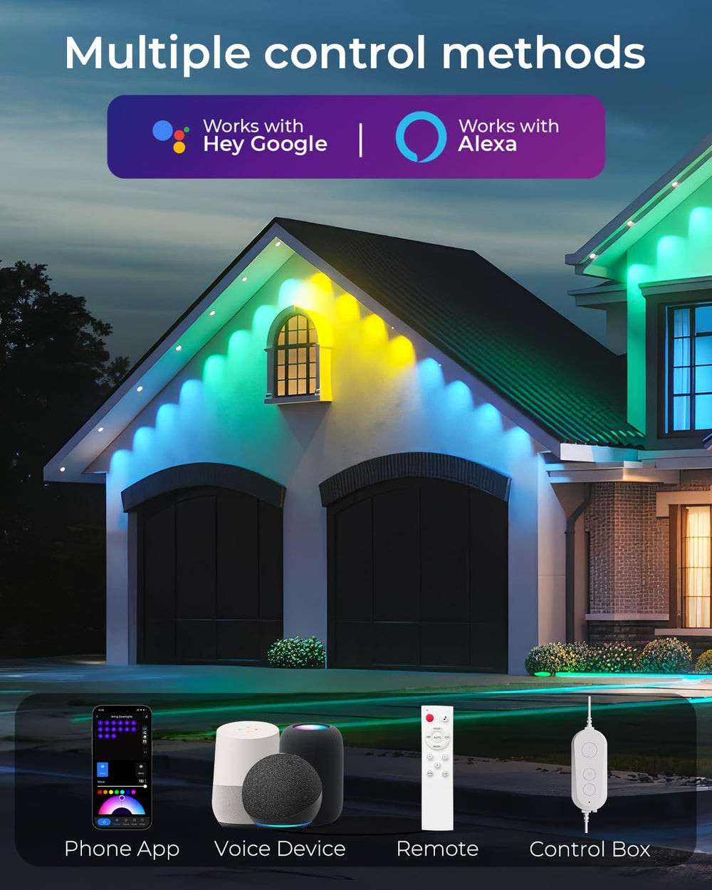 CINOTON Permanent Outdoor Lights 150ft, Smart RGBW+IC Eaves Lights with 90LED...