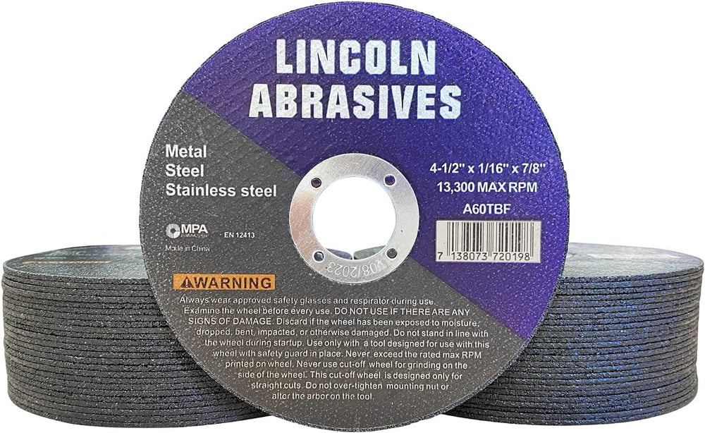 50 Pc 4.5" x 1/16" x 7/8" Cut-Off Wheels Lincoln Abrasives Met...