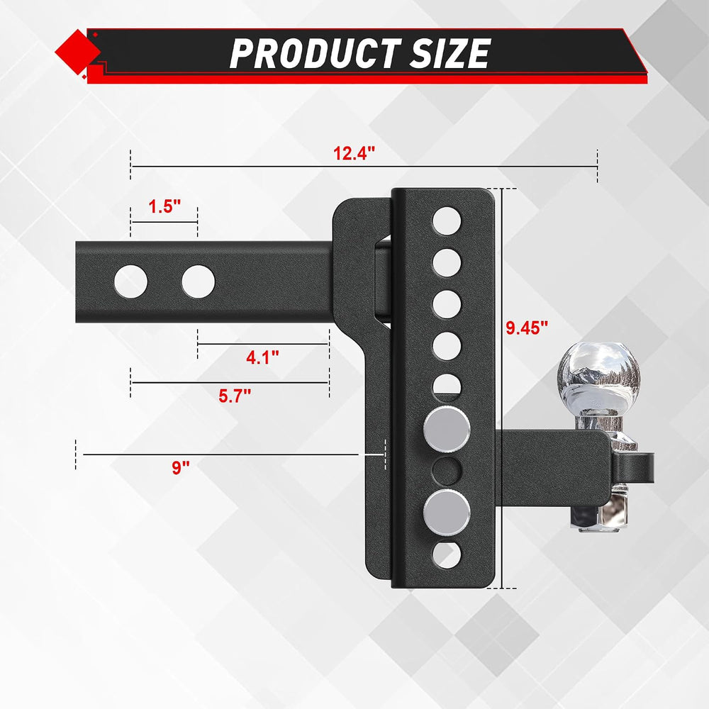 TYT Adjustable Trailer Hitch Ball Mount for 2 Inch Receiver