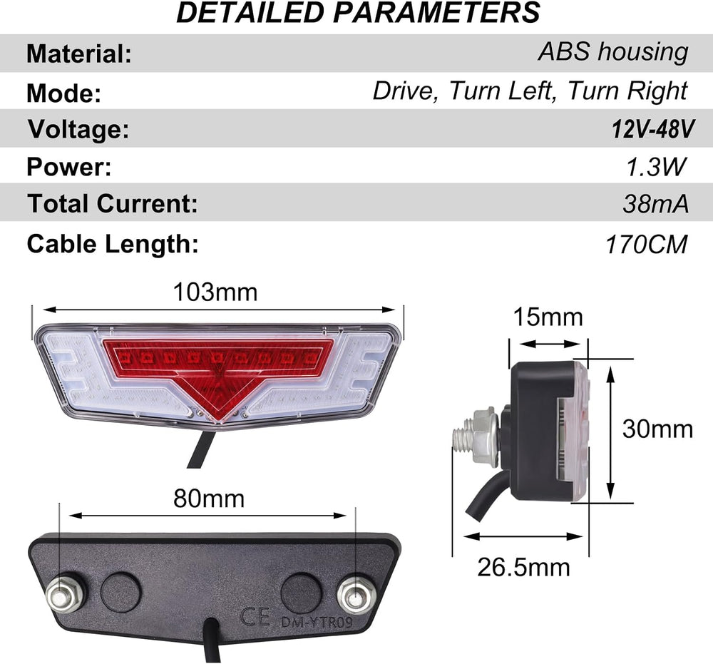 EBike Turn Signals Light Kit, Front Headlight 400 Lumens, Rear Taillight 80mm...