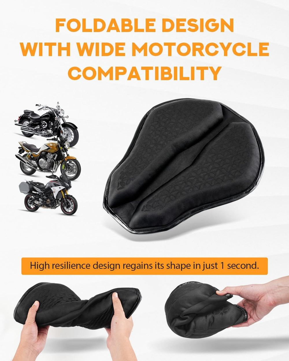 PBYMT Upgraded Motorcycle Seat Cushion, Universal Motorcycle Gel Seat Pad, La...