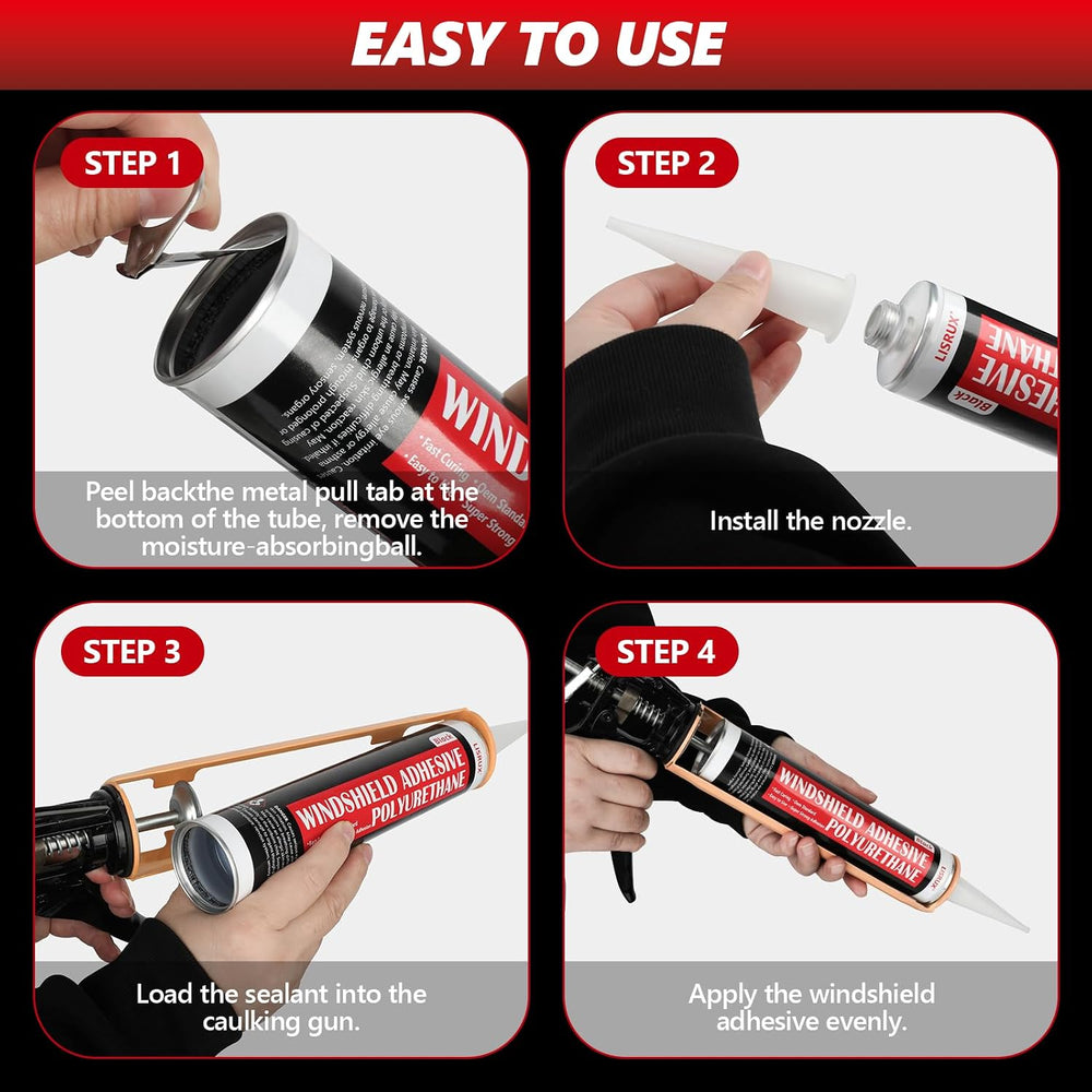 [6 Pack] Polyurethane Windshield Adhesive, Windshield Sealant Black - High Bo...