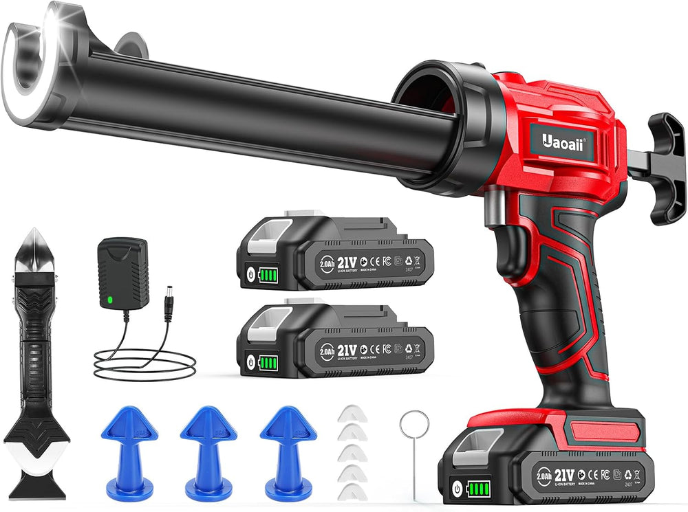 Electric Caulking Gun, Cordless Caulk Gun with 2x 2.0Ah Batteries