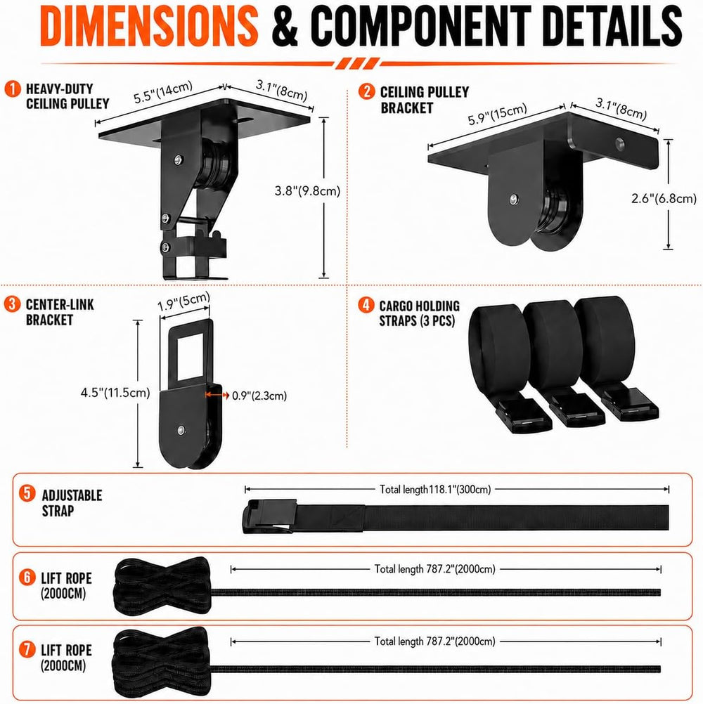 Cargo Box Hoist, Garage Pulley Lift System,150 lbs