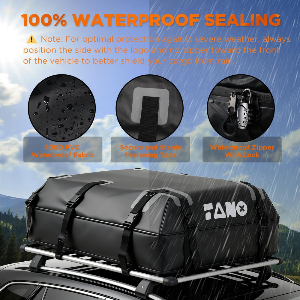 TANX Car Roof Bag - 21 Cubic Feet Rooftop Cargo Carrier, 100% Waterproof for ...