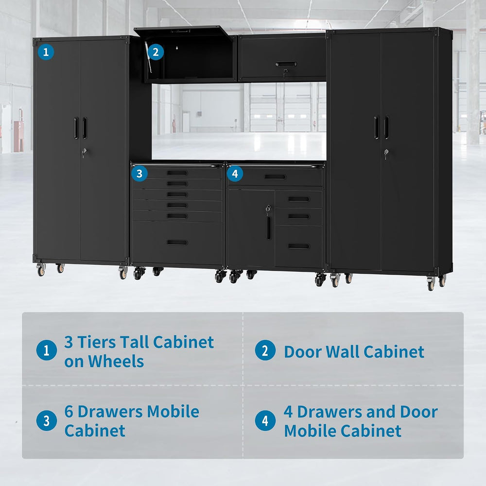6-Piece Garage Storage Cabinets System Heavy Duty Workshop Set