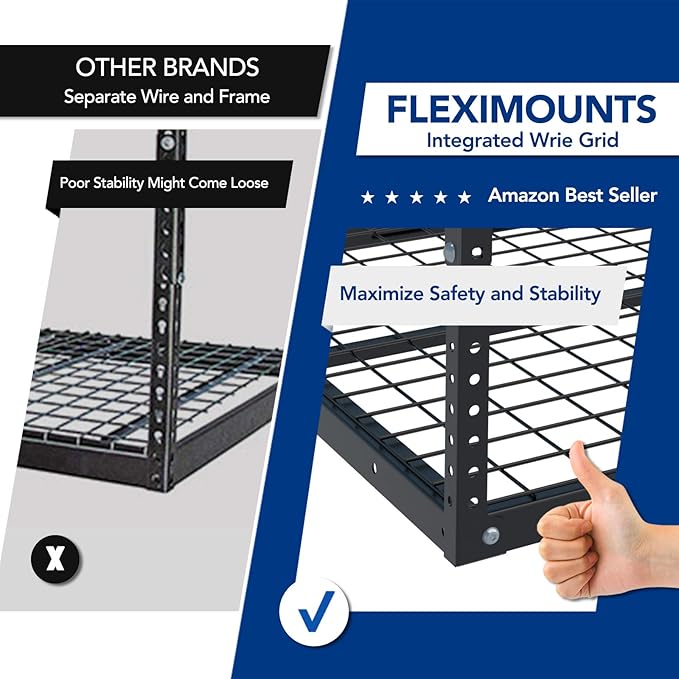 FLEXIMOUNTS 3x6 Overhead Garage Storage Adjustable Ceiling Rack 72" Leng...