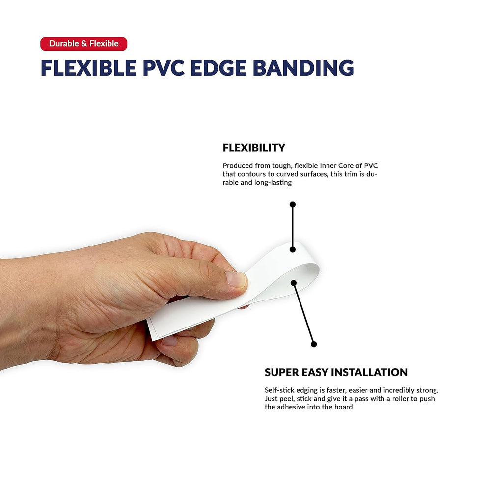 White PVC 2 inch x 100 ft Edge Banding Tape Peel Stick Adhesive Edging Veneer...