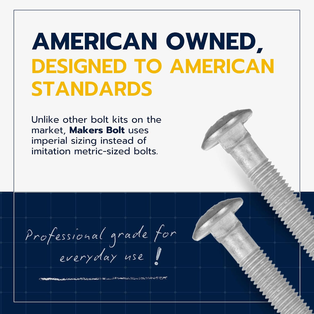 1/2" x 7" (25 Pack) Galvanized Carriage Bolt Kit Grade 307A Include...