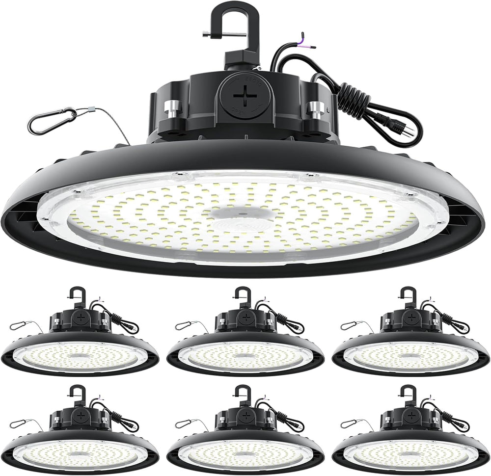 AIKVSXER 240W UFO High Bay Light 43200LM 6000K, 1-10V Dimmable Shop Lights