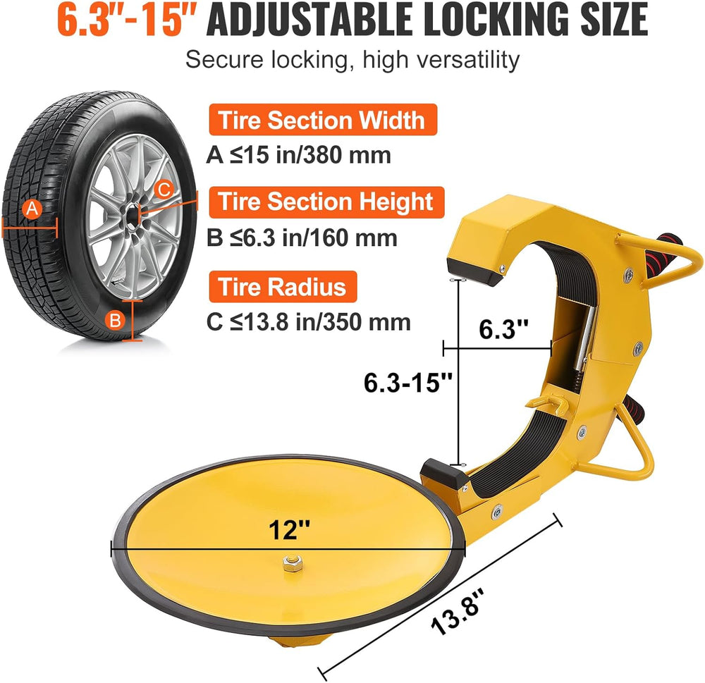 VEVOR Wheel Lock Clamp, 2 Pack Trailer Wheel Lock, Heavy-Duty Anti Theft Tire...