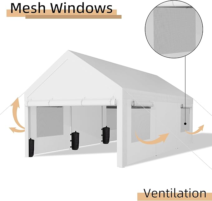 JY QAQA Carport, 12x20 FT Heavy Duty Carport