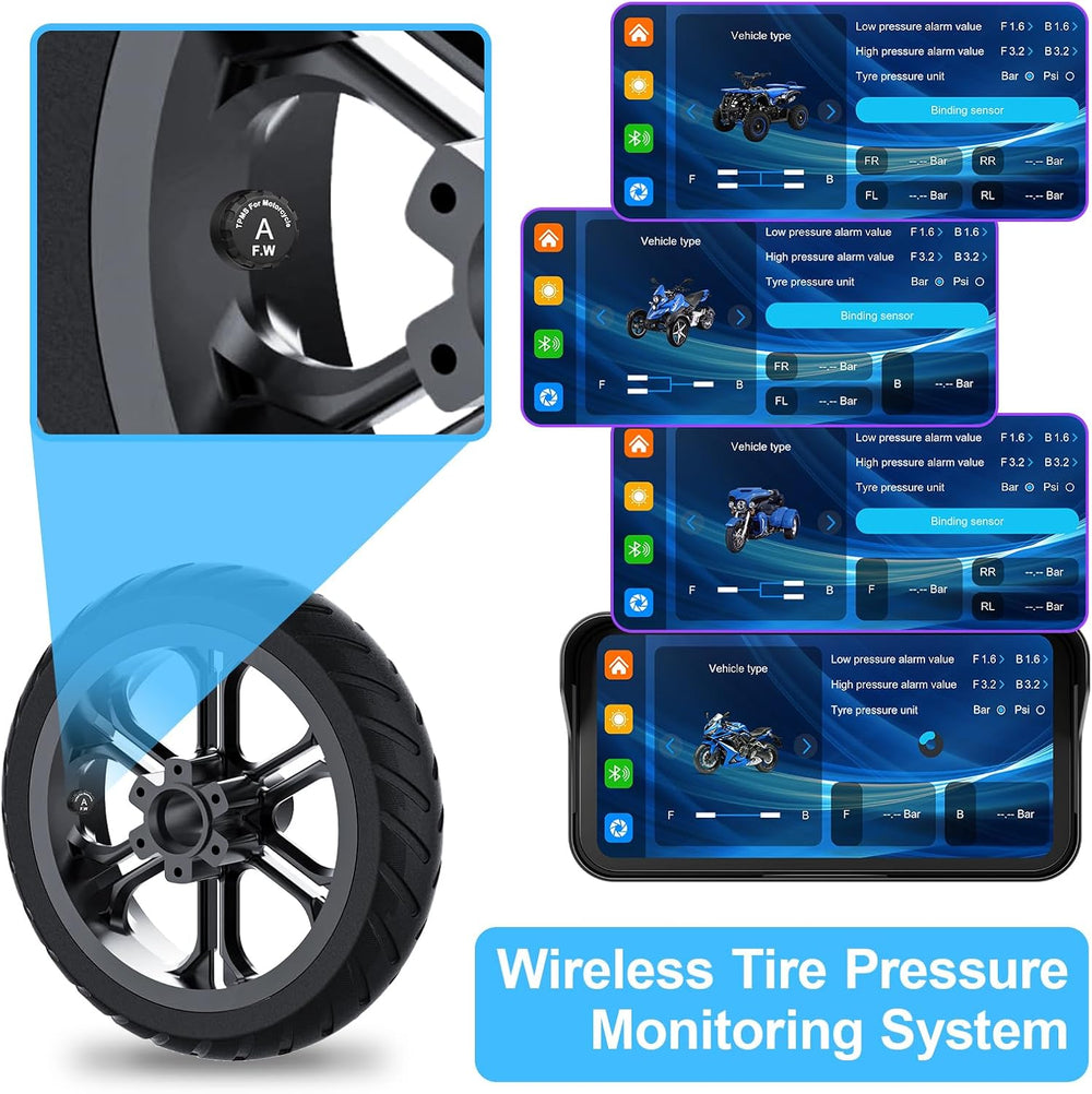 6.25" Motorcycle Carplay (Includes 128G SD) with Dash Cam, TPMS, Wireles...