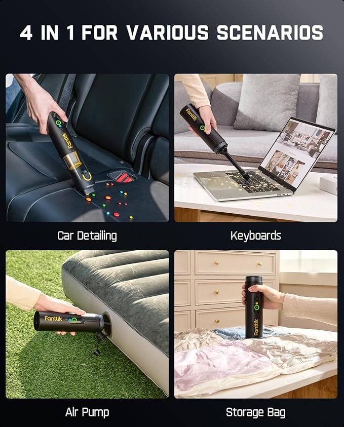 Fanttik Slim V10 Mate Cordless Car Vacuum, 4-in-1 Portable Mini Handheld Vacuum