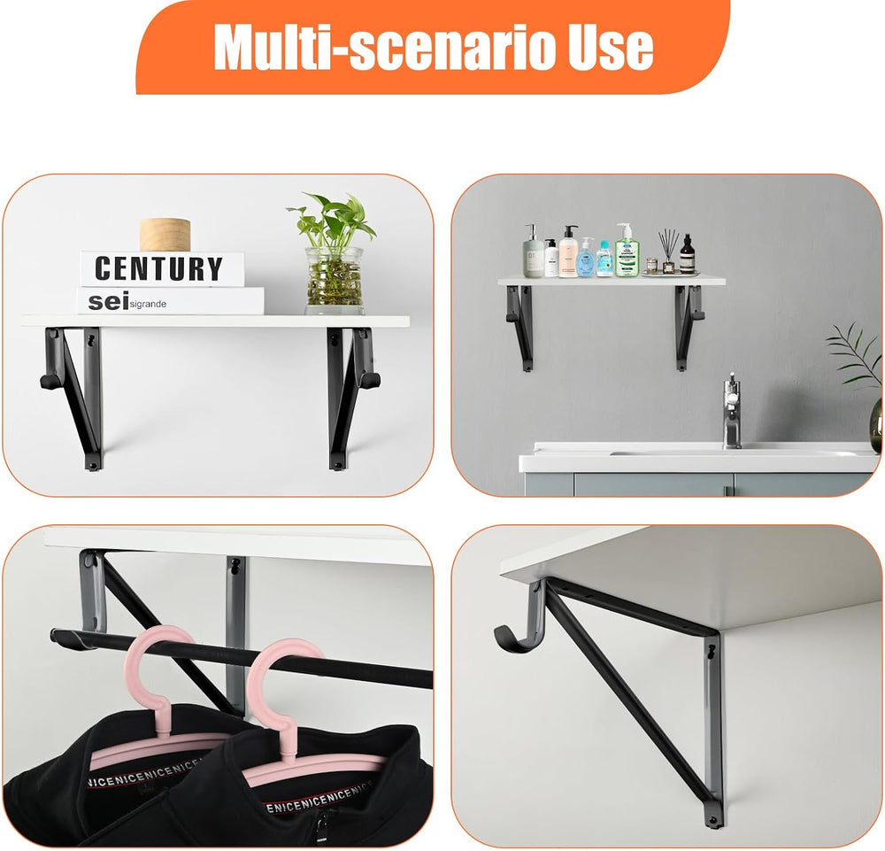 10 Pack Heavy Duty Closet Shelf & Rod Brackets, Wall Mounted Closet Shelf...