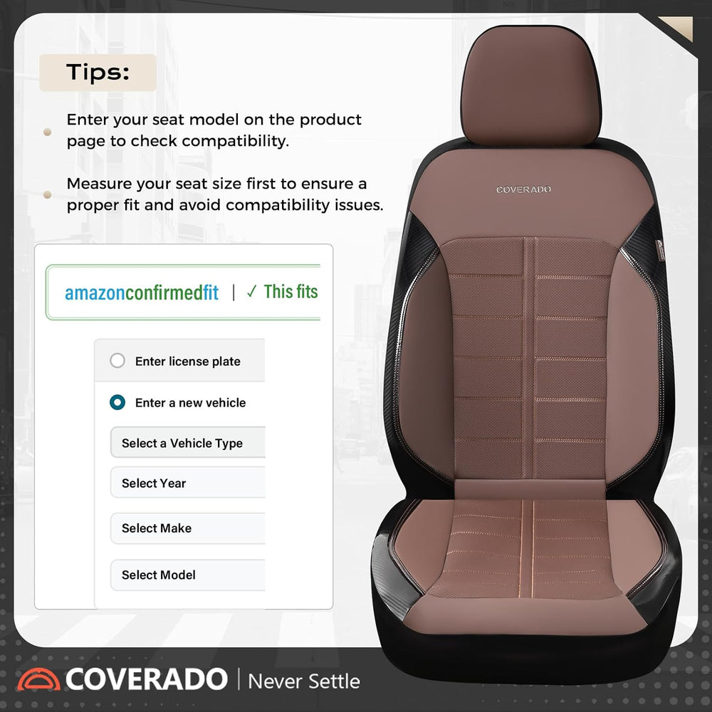 Coverado Full Set Leather Car Seat Covers, Crafted with Full Leather Construc...