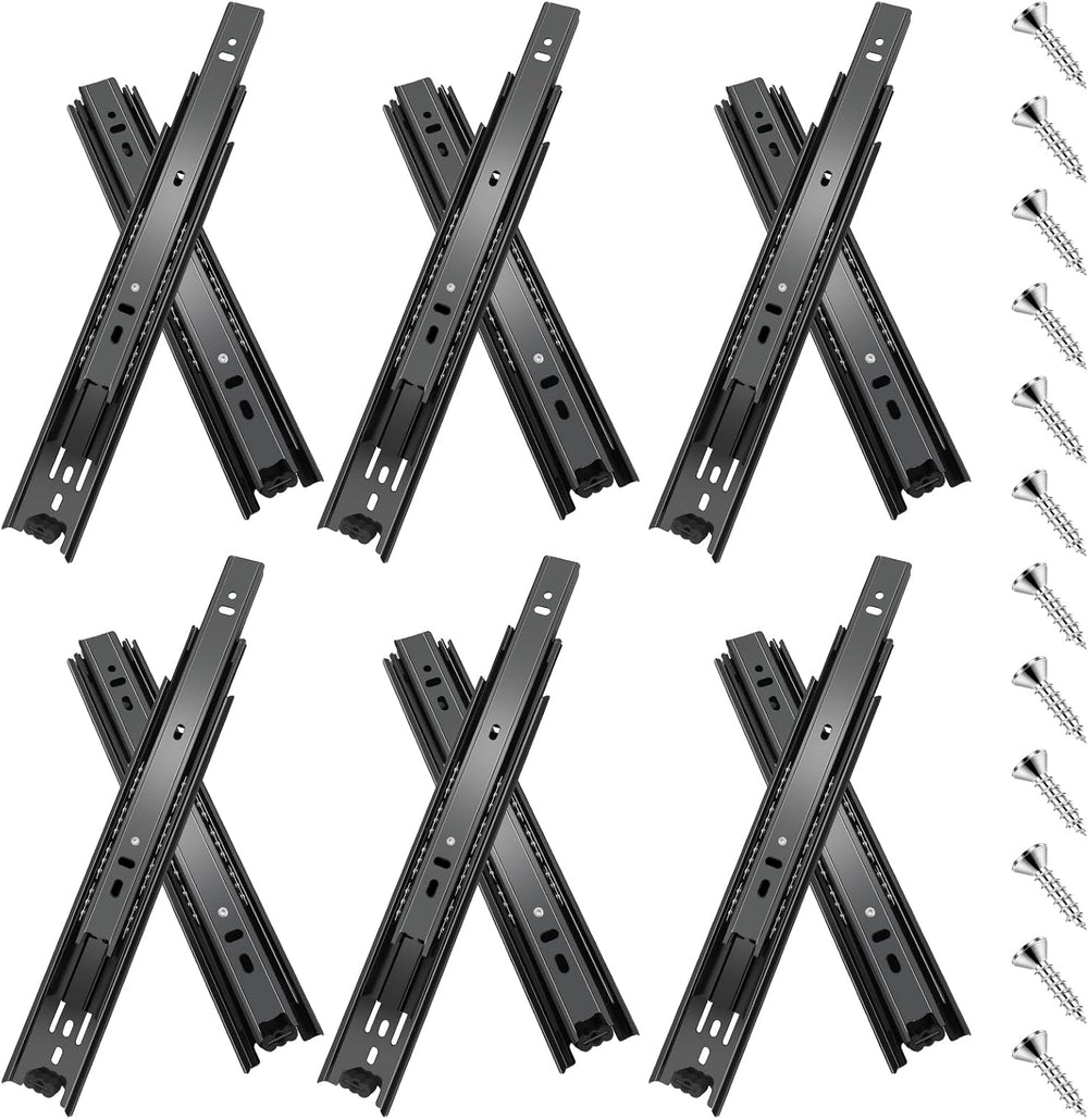 Sulawskys 10 Inch Drawer Slides, 6 Pairs (12 Pcs) Full Extension Ball Bearing...