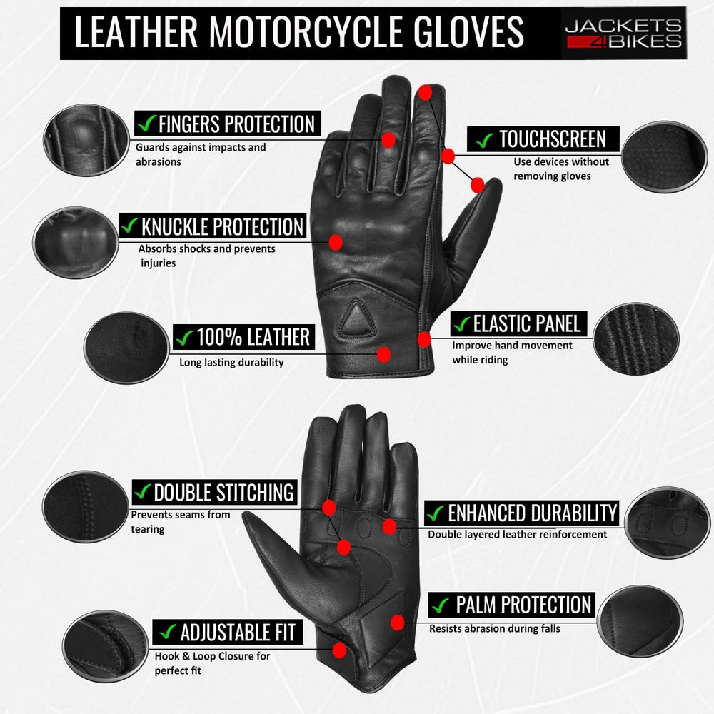 COMMUTER Motorcycle Gloves Premium Leather for Men Motorbike Riding Gloves