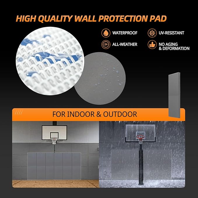 PROGOAL 2"/4" Thick Foam Protection Wall Pad，Gym Basketball-Court
