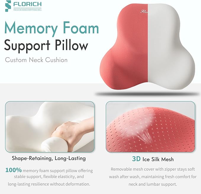 FLORICH Car Lumbar Support Pillow and Neck Headrest Pillow