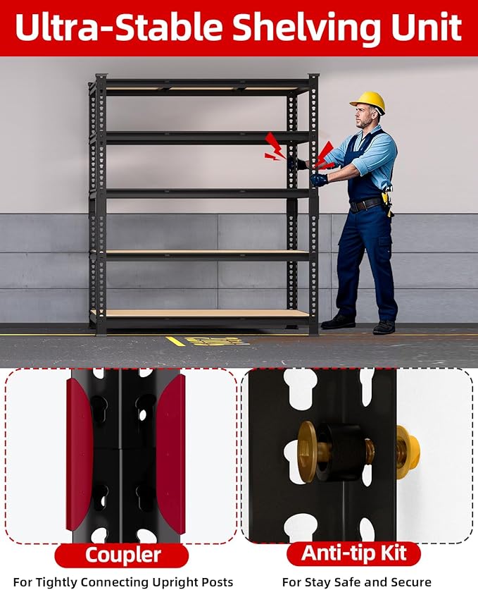 PrimeZone Heavy Duty Garage Storage Shelves (2PCS)