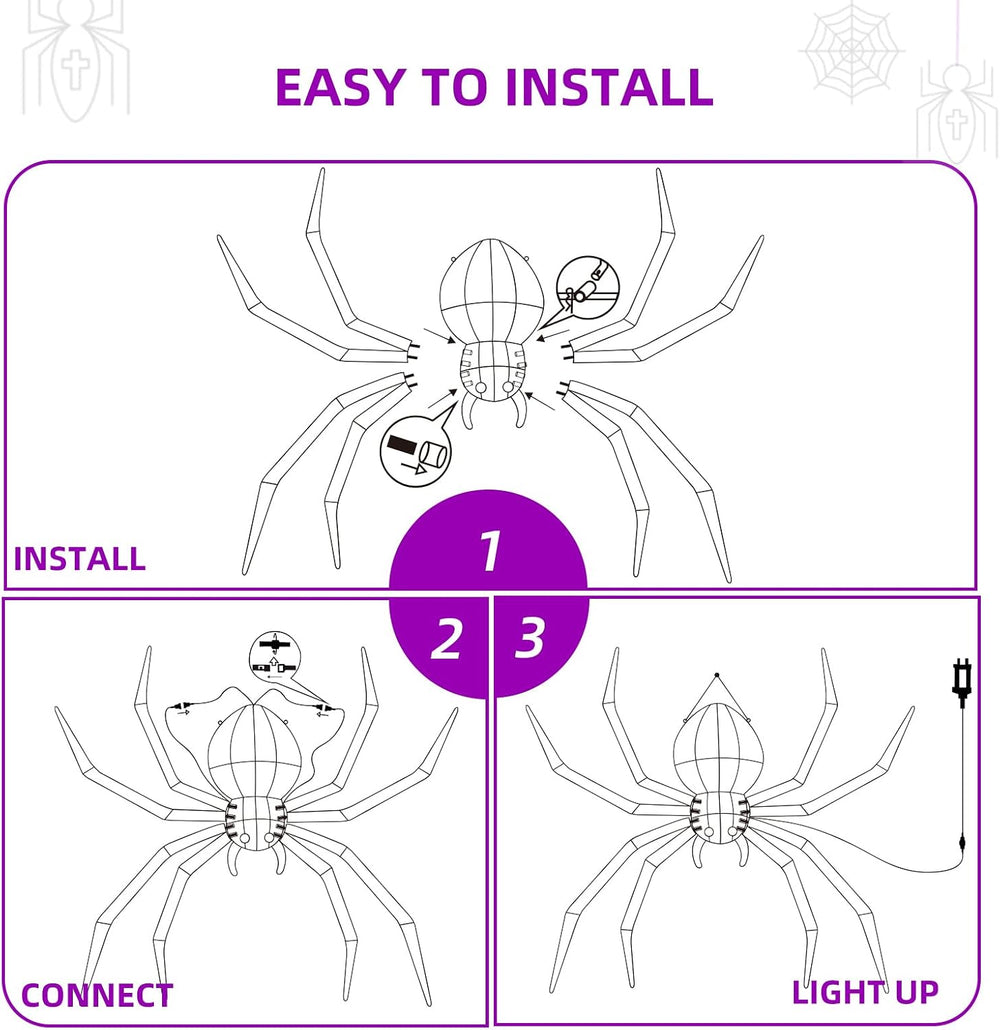 HOYECHI Halloween Decorations Outdoor Hanging Spider - 4.2FT Giant Climb The ...