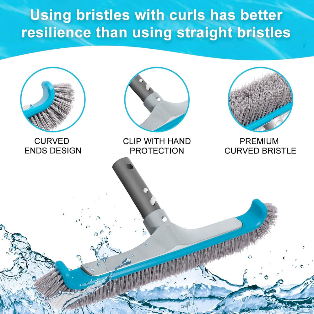 4-Piece Pool Cleaning Kit with Curved Brush, No Pole