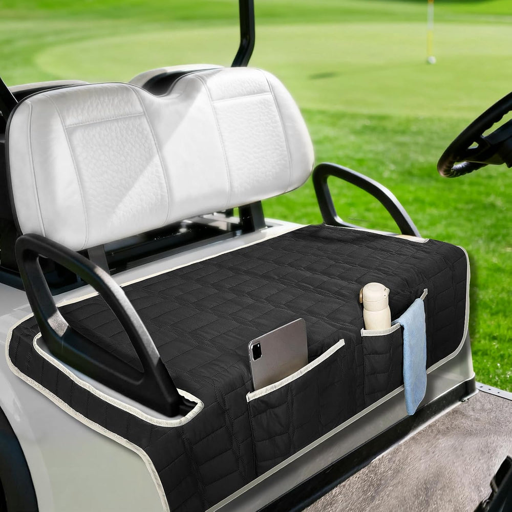 Golf Cart Seat Cover, Universal Bench Seat Cover with Storage Pockets, Non-Sl...