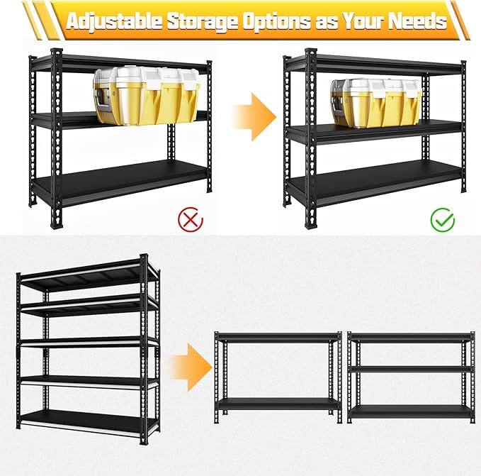 48" W Garage Shelving Heavy Duty, 2800LBS Loads Adjustable Garage Storage