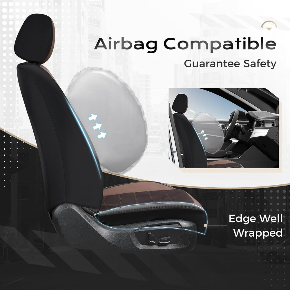 Coverado Leather and Air Mesh Seat Cover, Car Seat Cover Full Set, 3D Breatha...