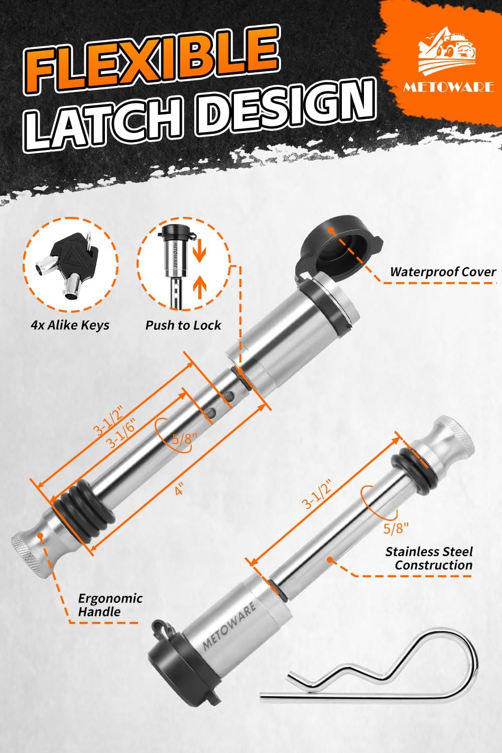 METOWARE 2.5'' Aluminum Adjustable Trailer Hitch, 6'' Drop/Ri...
