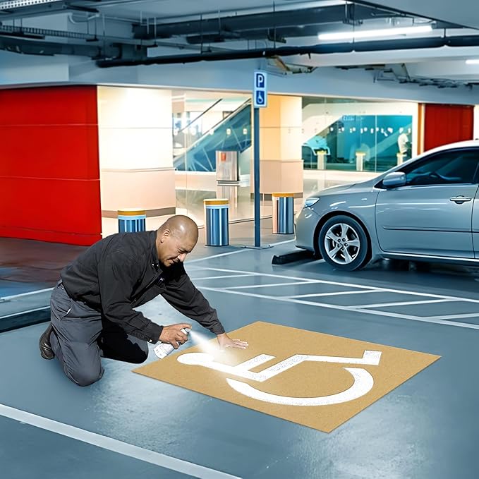 Handicap Parking Stencil, 35.5" x 33" Foldable Cardboard Parking Lo...