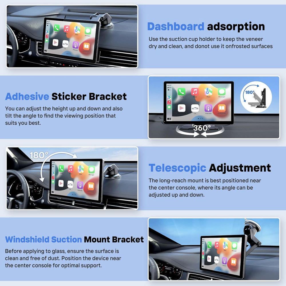 9" Wireless Apple Carplay Screen for Car with OTA Update, Backup Camera
