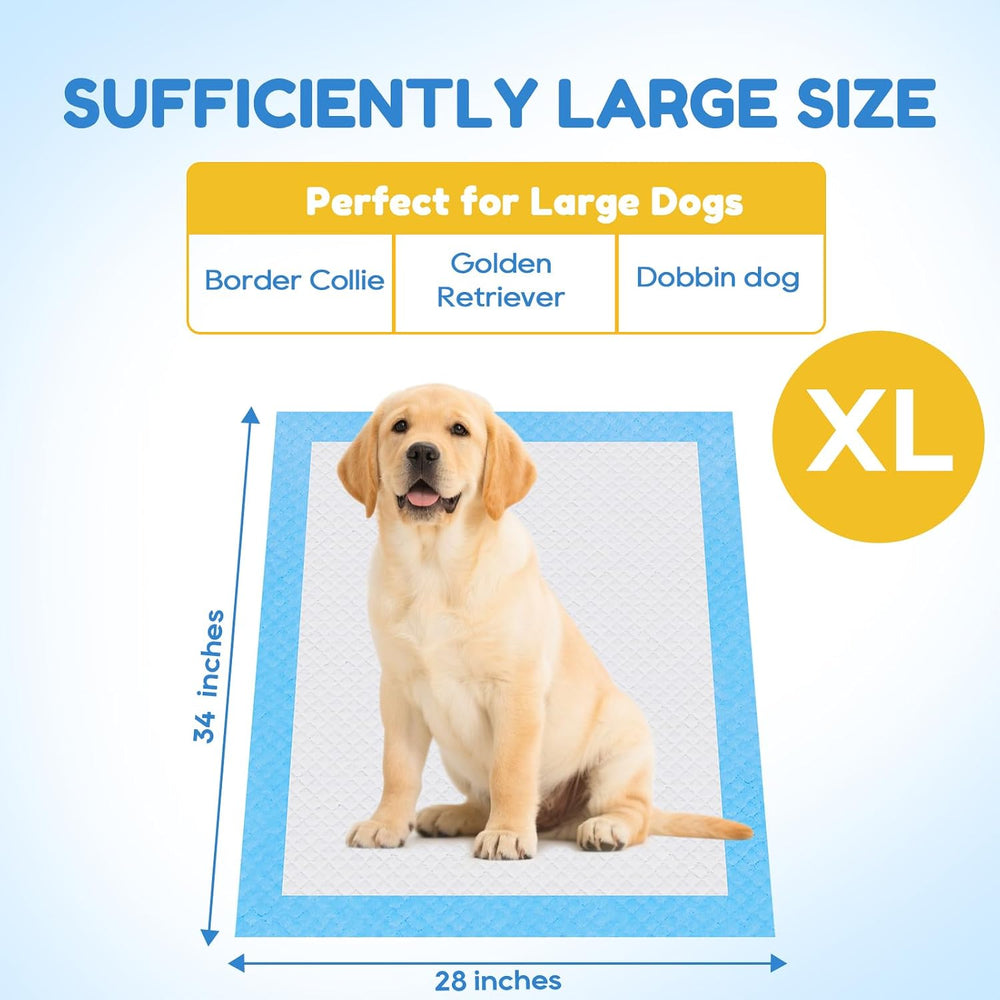 Dog Pee Pads Extra Large 28"x34", 100 Pack Super Absorbent XL Puppy...