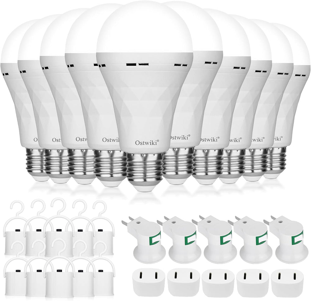 Ostwiki 10 Pack Rechargeable Emergency Light Bulbs for Power Outage