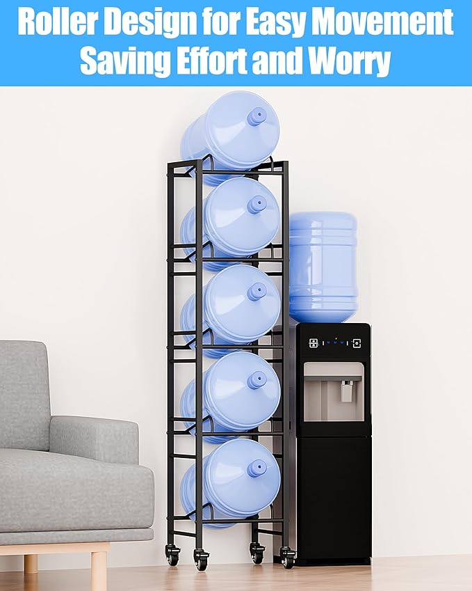 5 Gallon Water Jug Holder, Movable 5 Tier Heavy Duty Water Rack